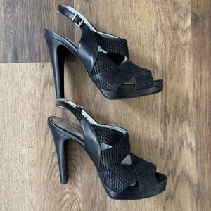 Gianni Bini Strappy, Open Toe Heels in Black